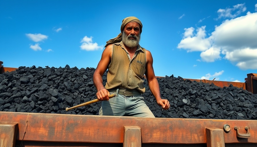A worker standing on coal in India, symbolizing the coal industry's reopening.