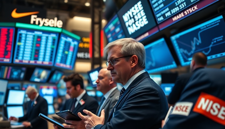 Dow futures dip with traders at stock market trading floor.