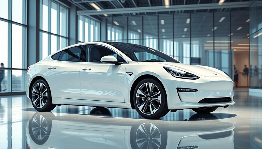 Sleek white electric car in modern showroom representing BYD Electric Vehicle Strategy.