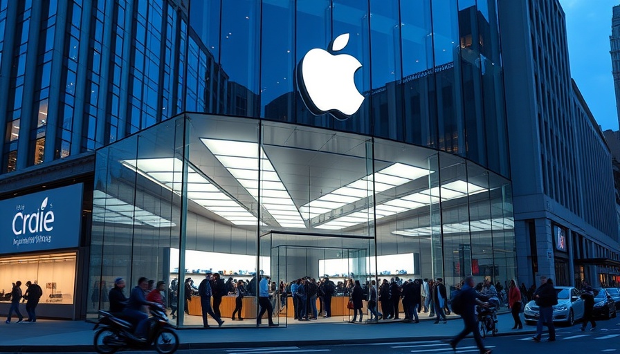 Apple store with glass facade and logo, showcasing Apple Visual Intelligence.