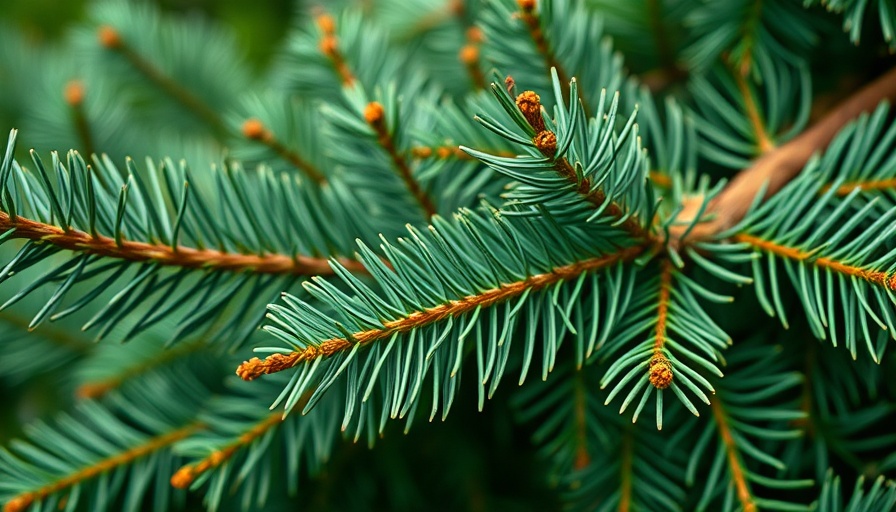 Close-up of Colorado blue spruce needles in natural setting.