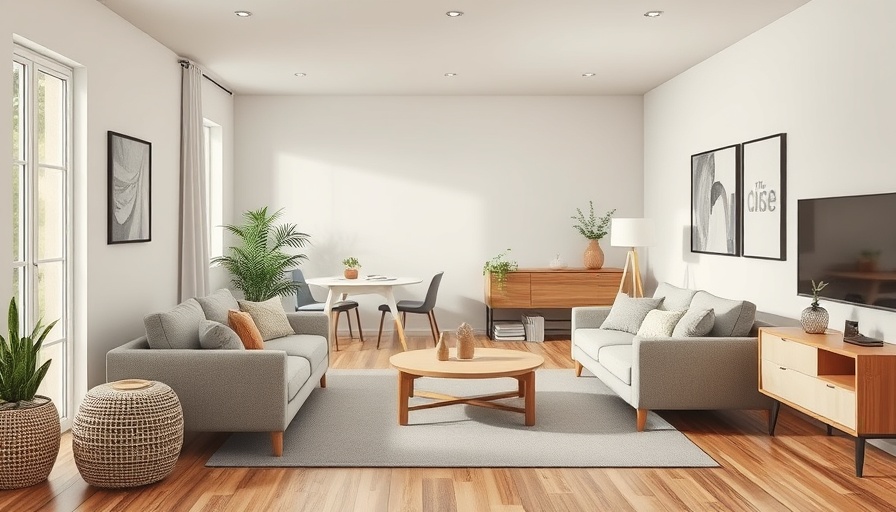Modern living space for smart downsizing in retirement, cozy and minimalistic.