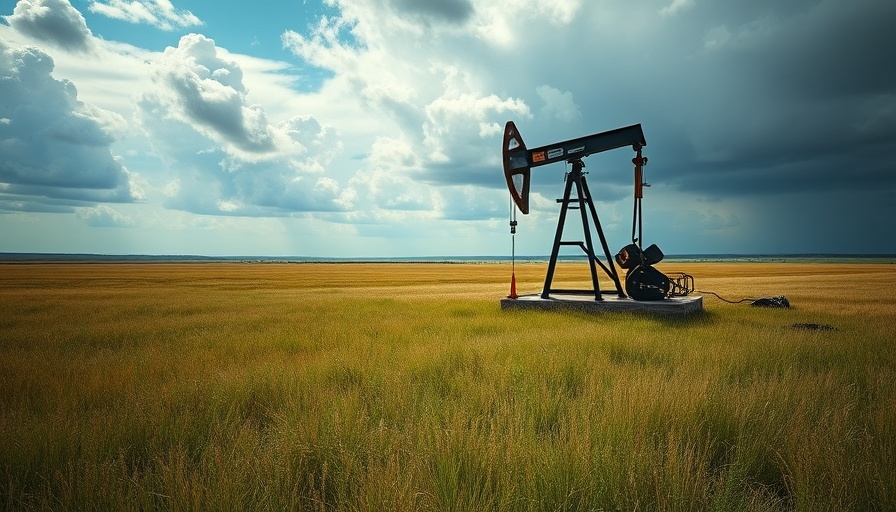 Oil price trends and investment strategies: isolated oil pump jack in field.