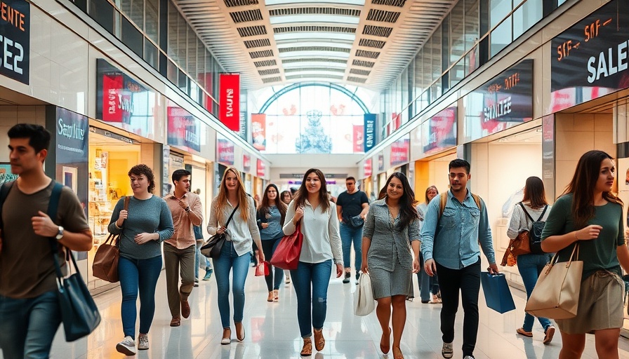 Shopping in urban mall reflecting economic trends