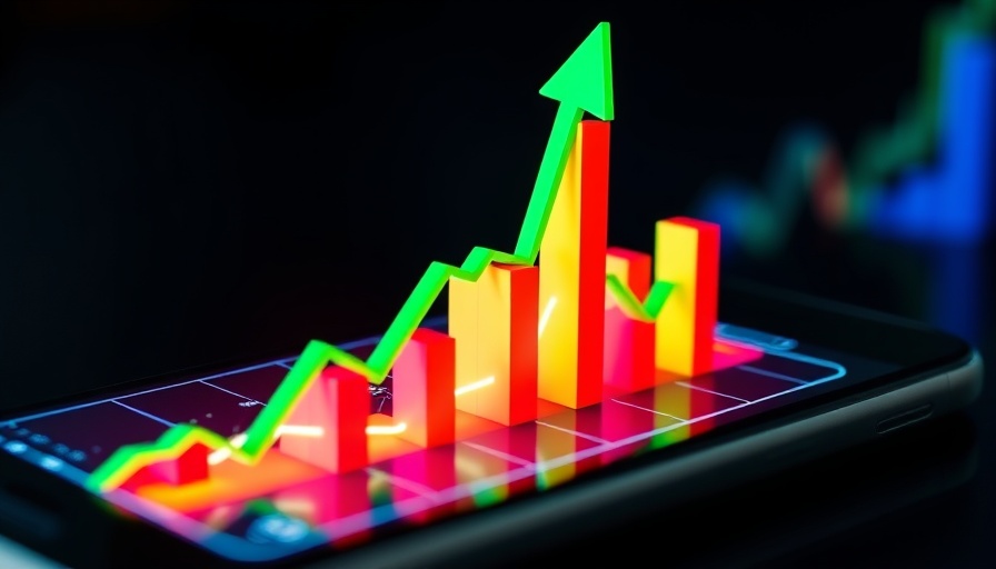 3D stock market chart on smartphone, Virginia Gambale stock sale.