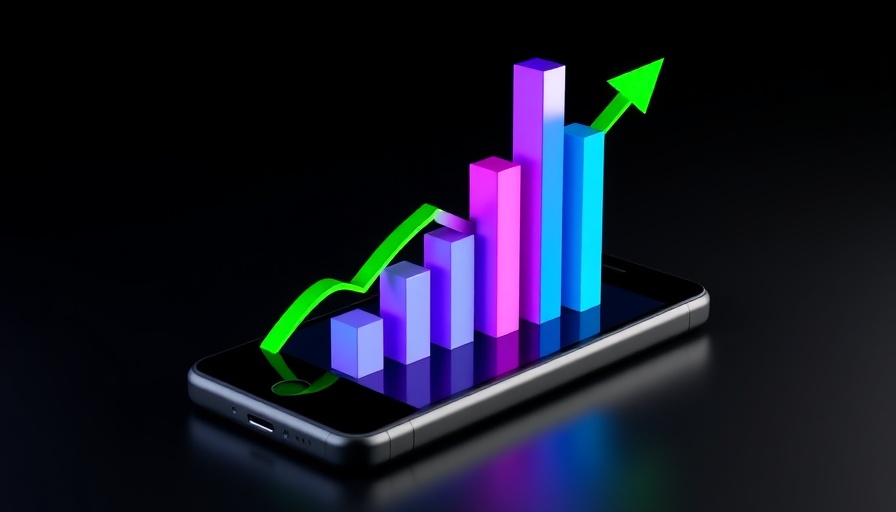 Digital finance growth chart on smartphone screen