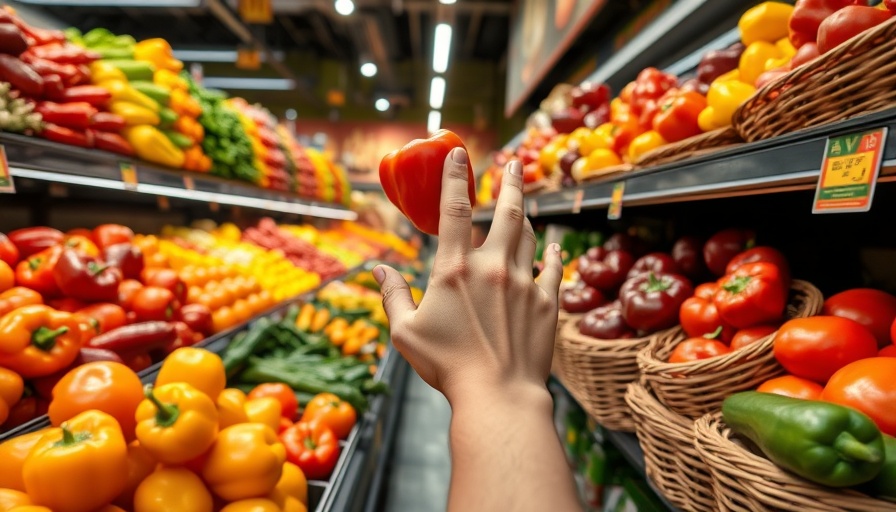 Customer selects bell peppers at grocery store amid cyberattack at US distributor UNFI.