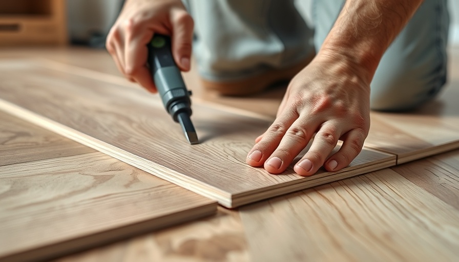 Hands installing laminate flooring as a cost-effective home improvement.