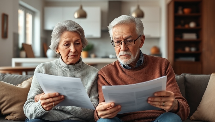 Older couple reviewing documents regarding Social Security benefits.