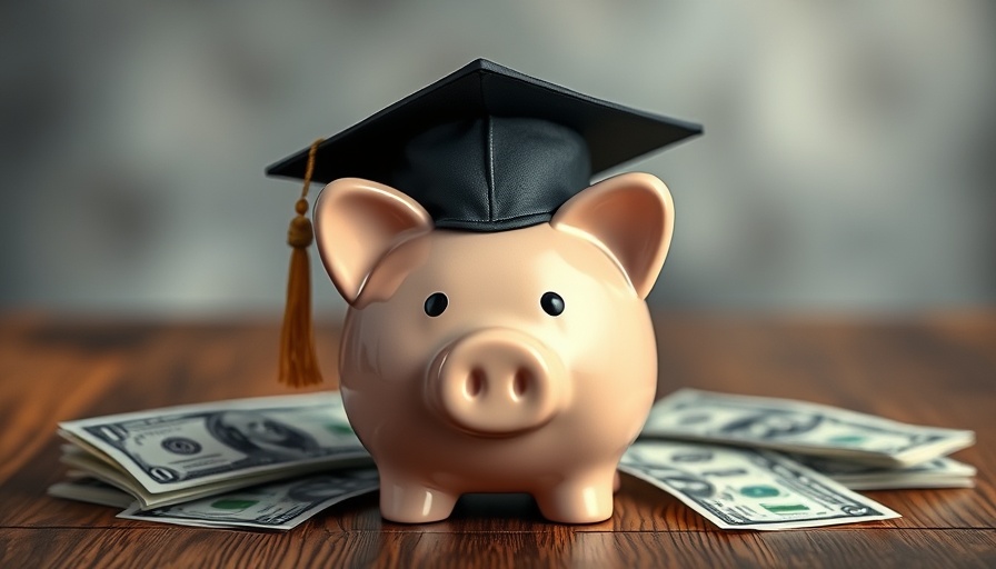 Piggy bank with graduation cap and money, symbolizing student loan debt.