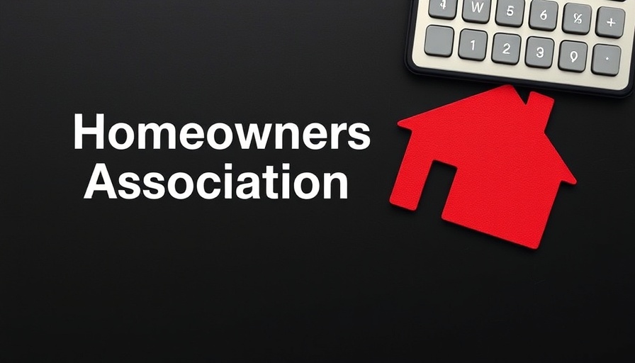 HOA financial concept with logo and calculator.
