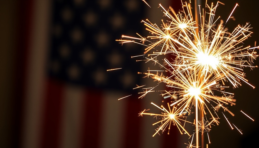 Festive sparklers in front of an American flag, perfect for 4th of July party ideas.
