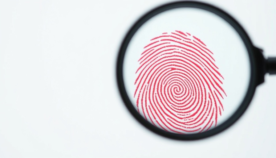 Fingerprint close-up under magnifying glass for fake check scams.