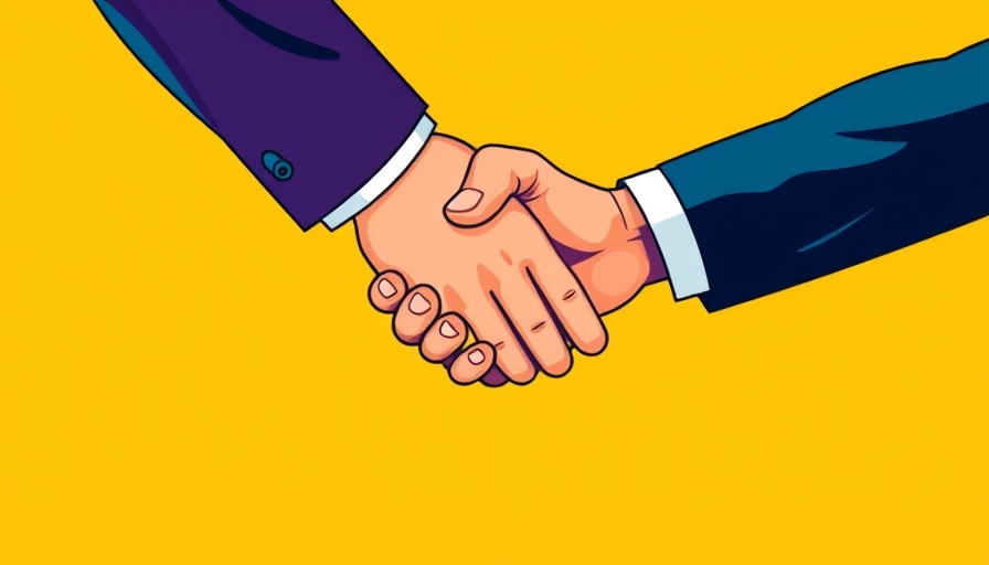 Two hands reaching out, symbolizing business partnership.
