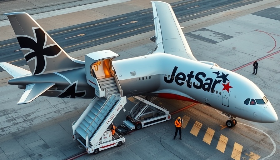 Qantas closes Jetstar Asia; emergency crew at Jetstar airplane.