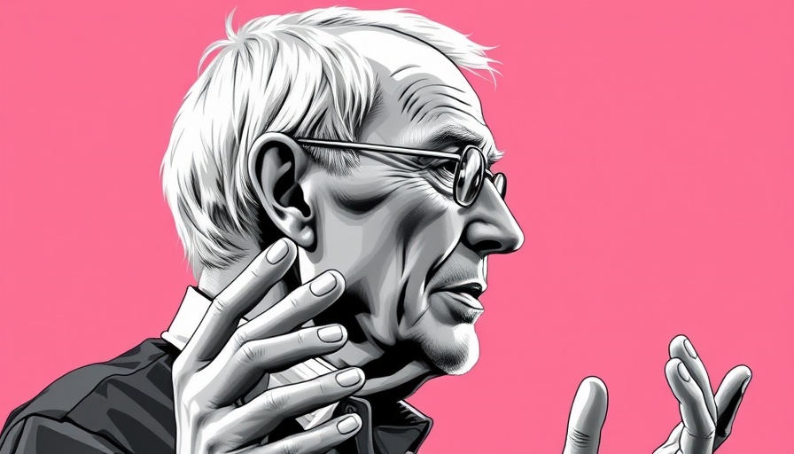 AI in Marketing Strategy illustrated concept with a contemplative older man.