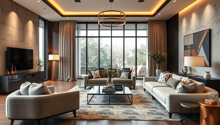 Modern living room with stylish decor and elegant furnishings, home decor.