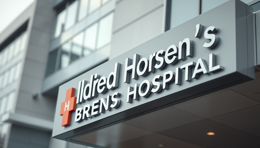 Children's Hospital sign highlighting modern architecture
