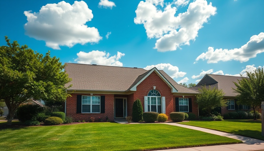 Charming suburban house with brick facade and spacious driveway.