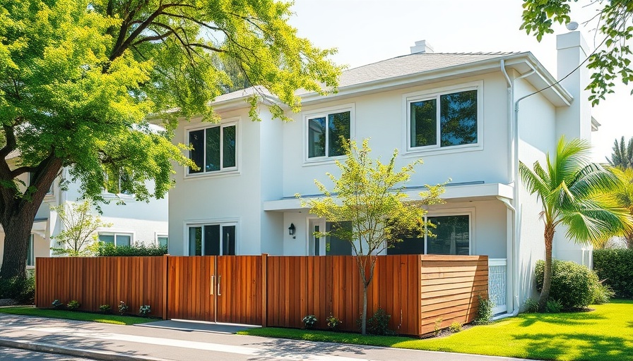 Modern white suburban home amidst green trees, illustrating real estate contingencies.