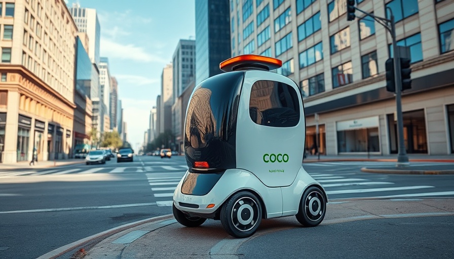 Innovative delivery robot on city street, symbolizing business startup funding.