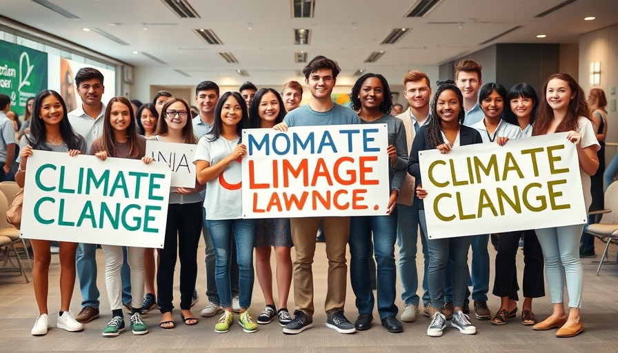 Group of young activists advocating for sustainable living at a conference.