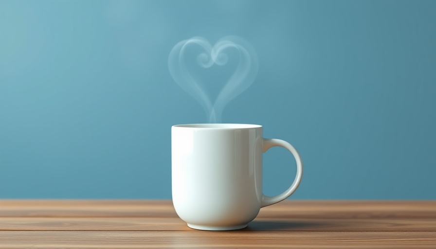 Heart-shaped steam rises from mug for TechCrunch anniversary.
