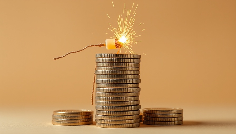 Coins resembling dynamite with lit fuse, symbolizing reducing national debt.