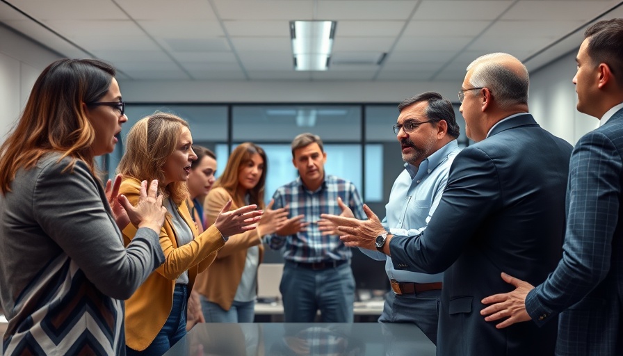 Tense office confrontation illustrating immigration policy impact on local business.