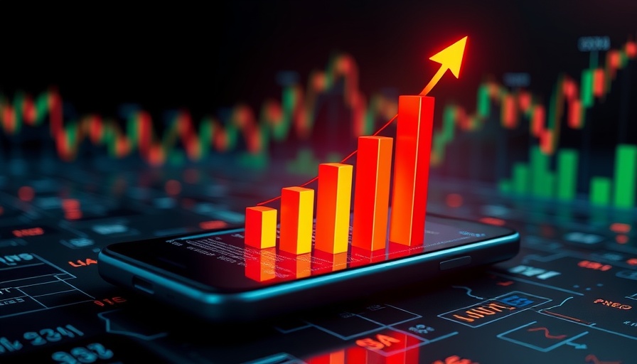 Digital illustration of stock market bars rising from a smartphone, Stock Market News