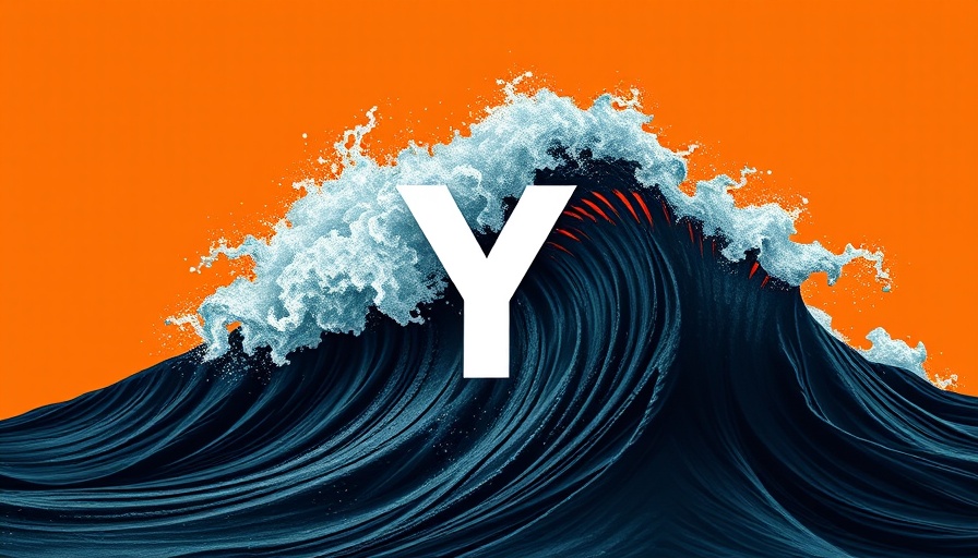 Innovative business trends symbolized by dynamic waves and a bold 'Y'