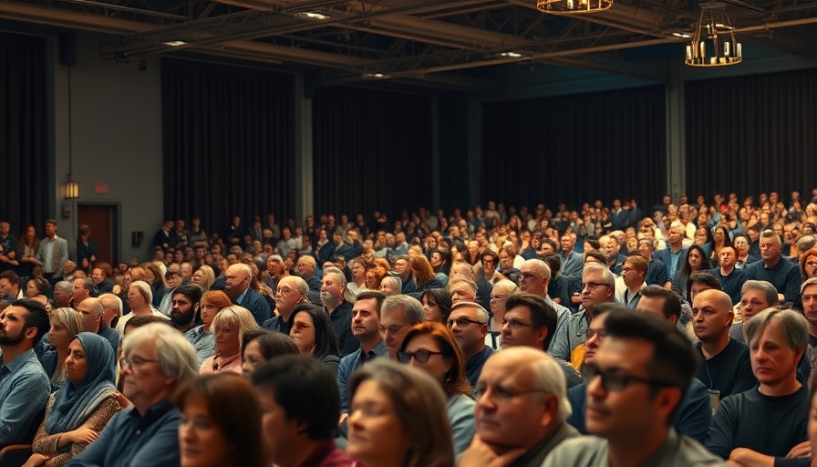 Large audience at a business startup funding conference.