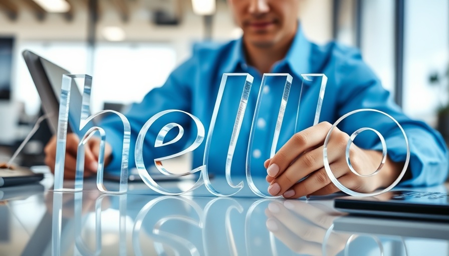 Translucent acrylic objects in a modern workspace with person.