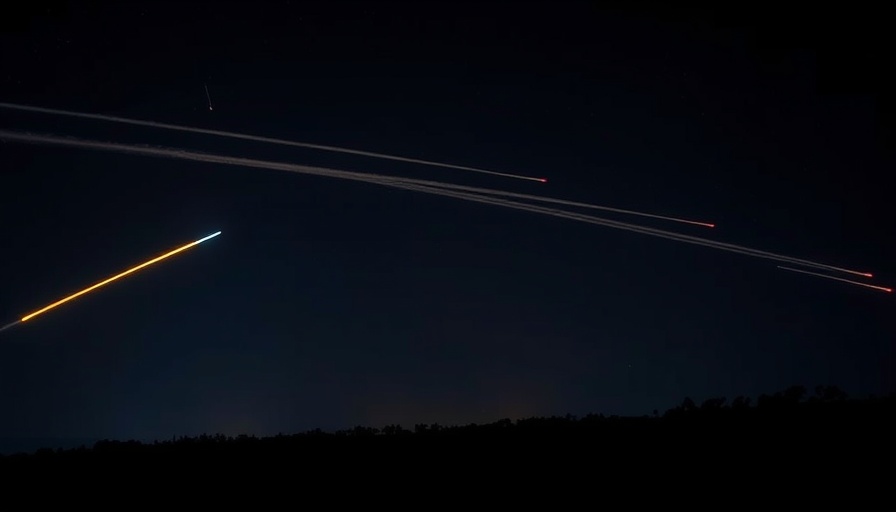 Missile trails in the night sky symbolizing Israel Iran tensions.