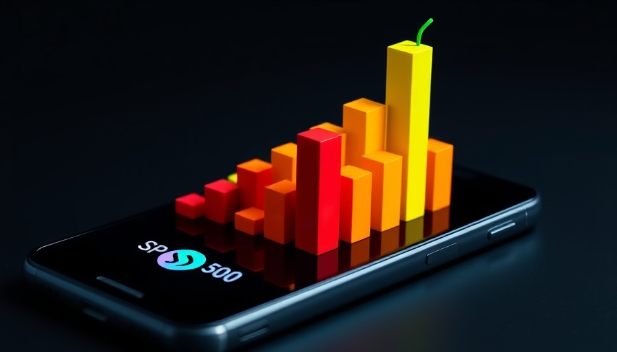 3D chart emerging from phone with S&P 500 and InvestingPro logos.