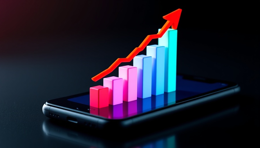 3D bar chart representing investment growth on smartphone screen.