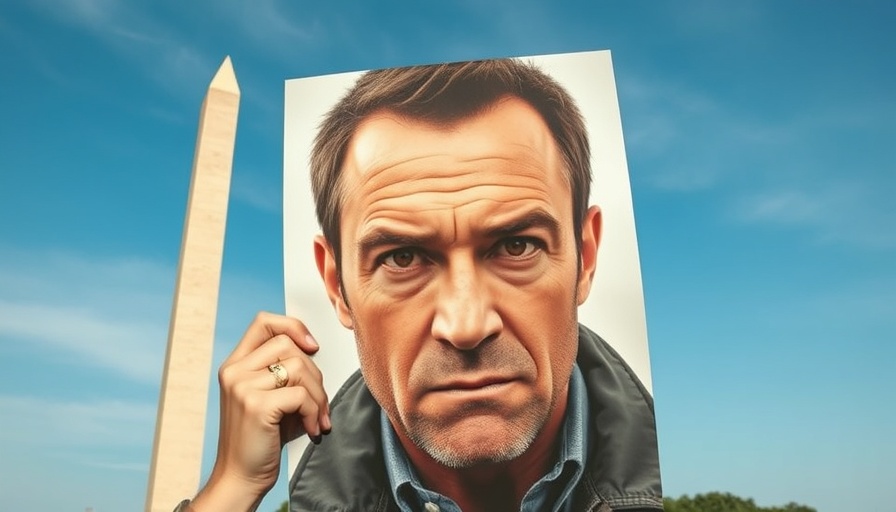 Vibrant poster held near Washington Monument.