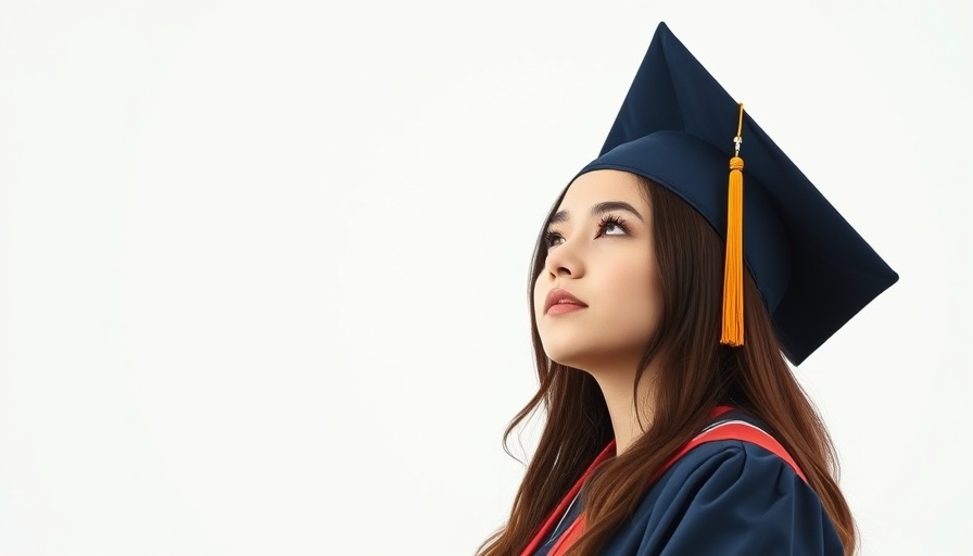Thoughtful female graduate reflecting on future, CEO educational backgrounds.