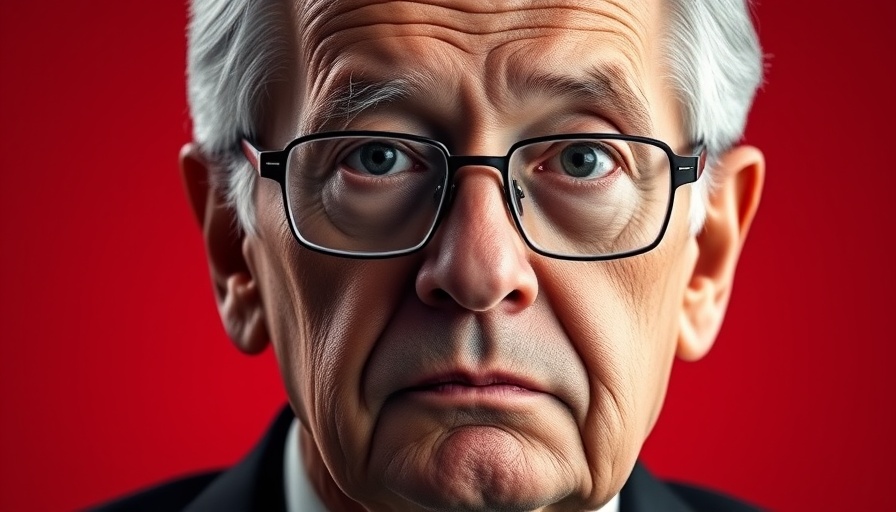 Mature man in glasses contemplating in front of red backdrop