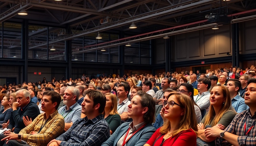TechCrunch All Stage conference with a large audience listening attentively.