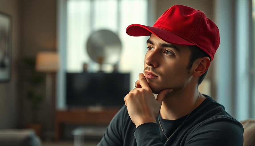 Tesla EV sales decline impact on a contemplative individual in red cap
