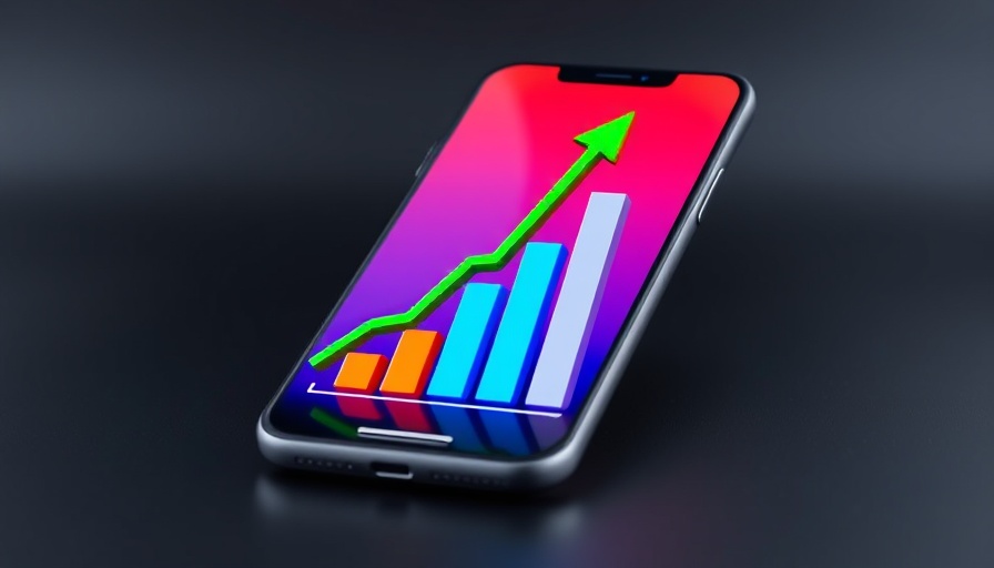 Mobile phone displaying a stock market graph with S&P 500 bar.