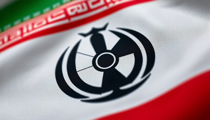 Nuclear program symbol on Iran's flag, European leaders context.