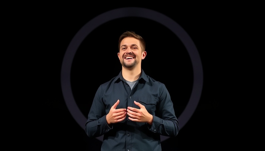 OpenAI logo with smiling presenter highlighting Microsoft relationship.