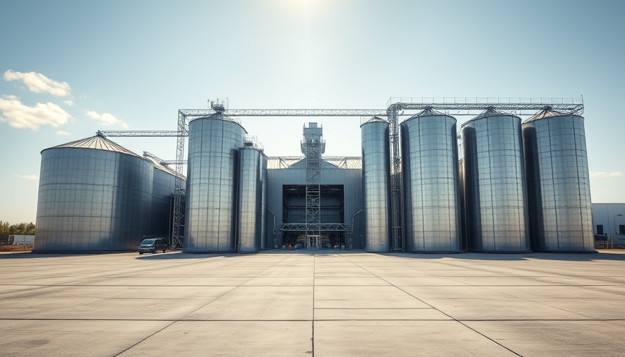 Industrial facility with silos representing sustainability-linked loan concept