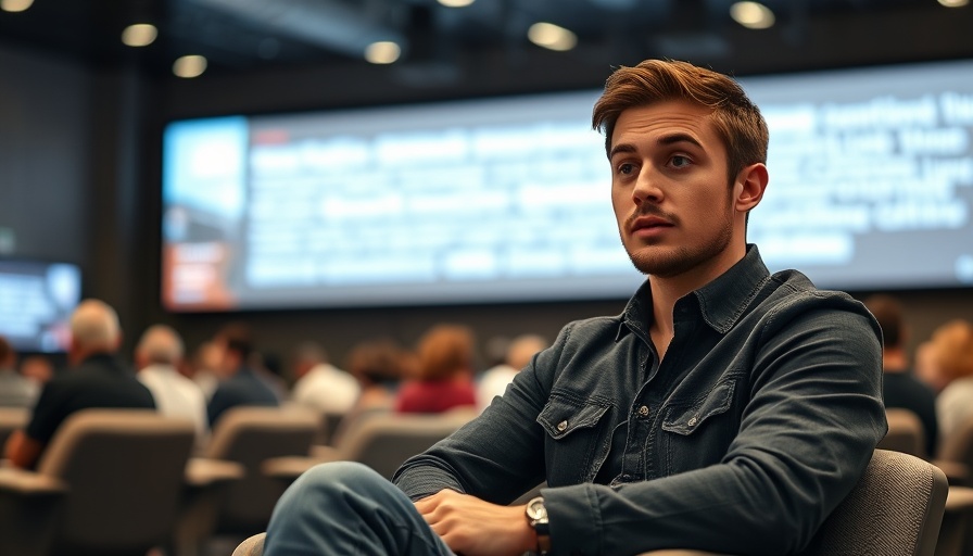 Professional discussing AI natives hiring strategy at a tech conference.