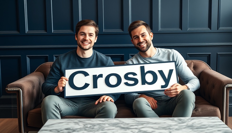 Two young men at an AI-powered law firm for startups, holding a sign.