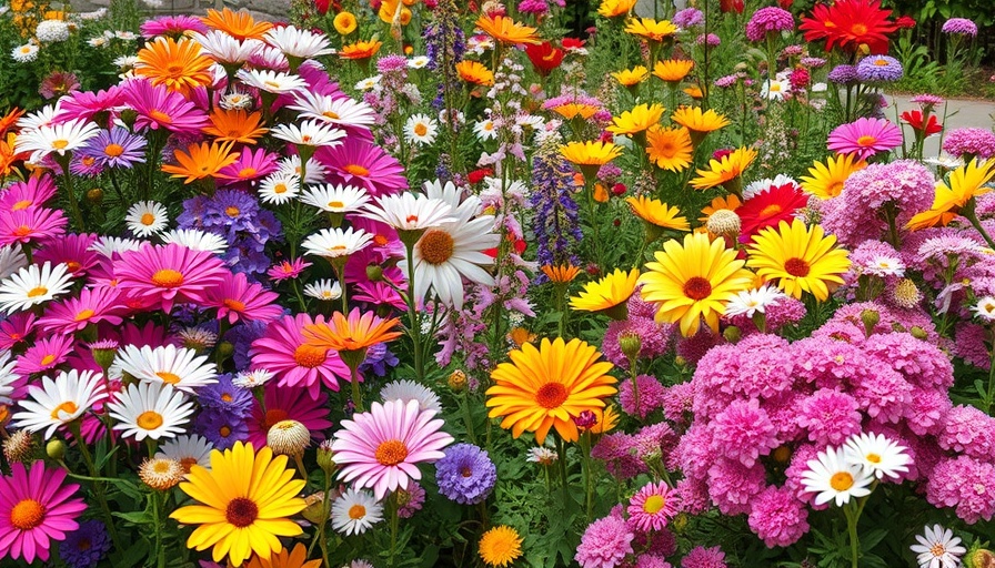Vibrant perennial flowers blooming in a colorful garden.