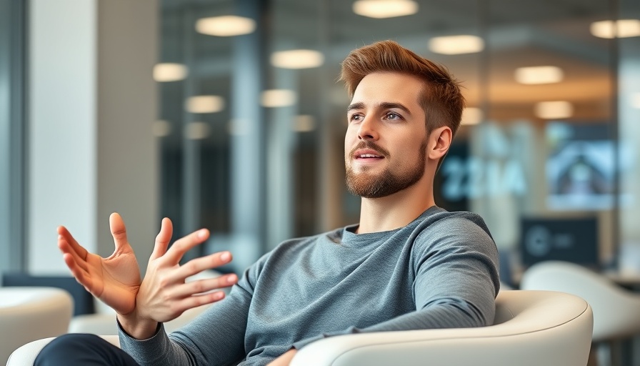 Young man discussing ideas at a business event.