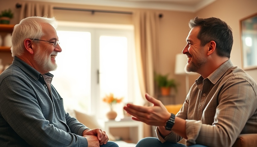 Family members discussing buying a house in a living room